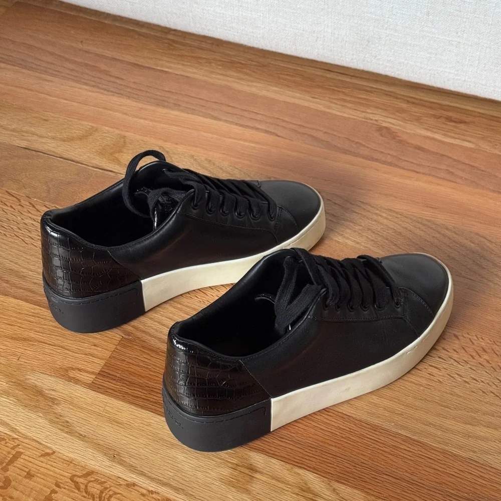 VINCE Bensley croc-embossed accent Leather Platform‎ Sneakers Size 6.5